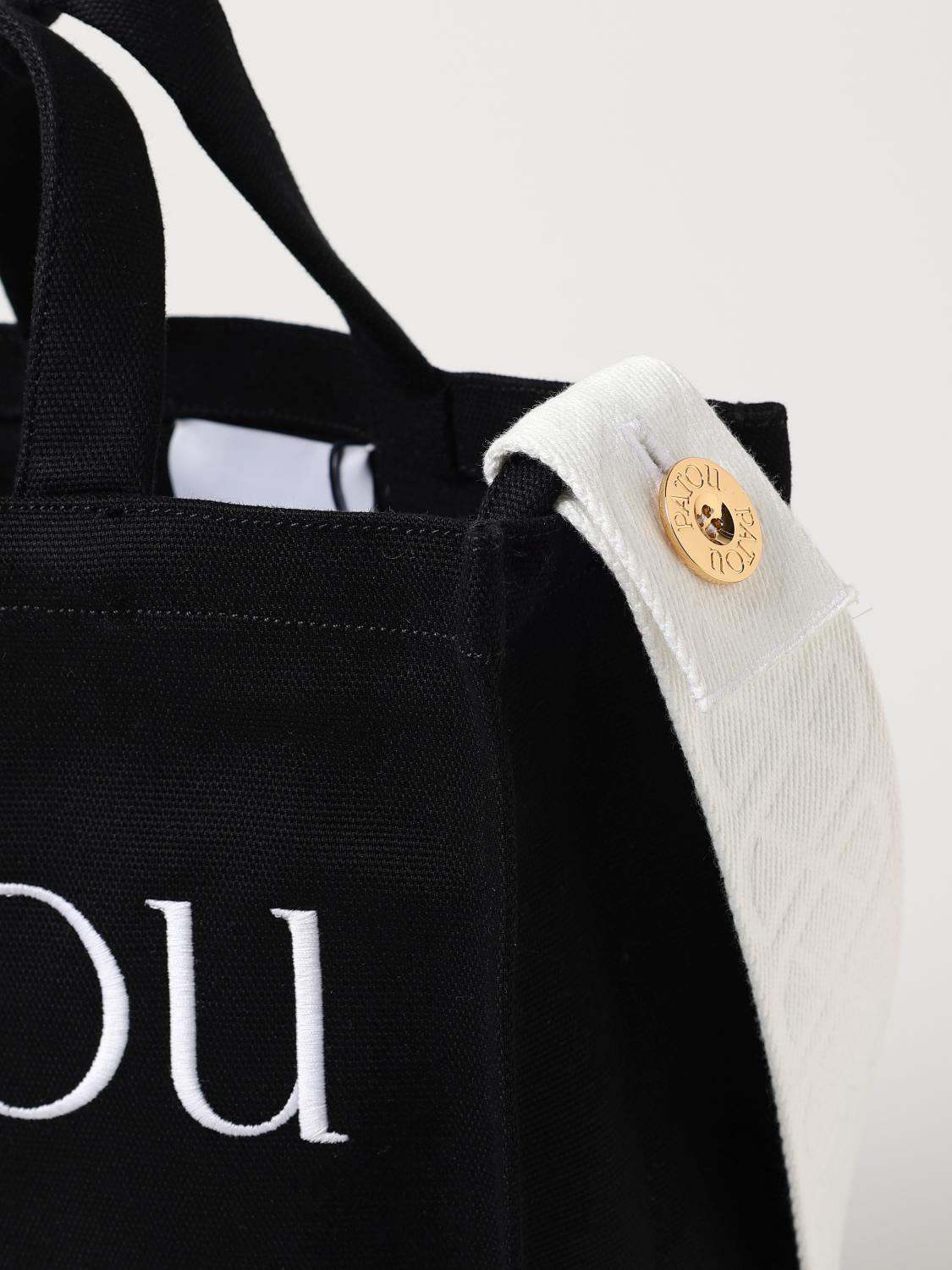 PATOU BORSA TOTE: Borsa Patou in canvas con tracolla, Nero - Img 3