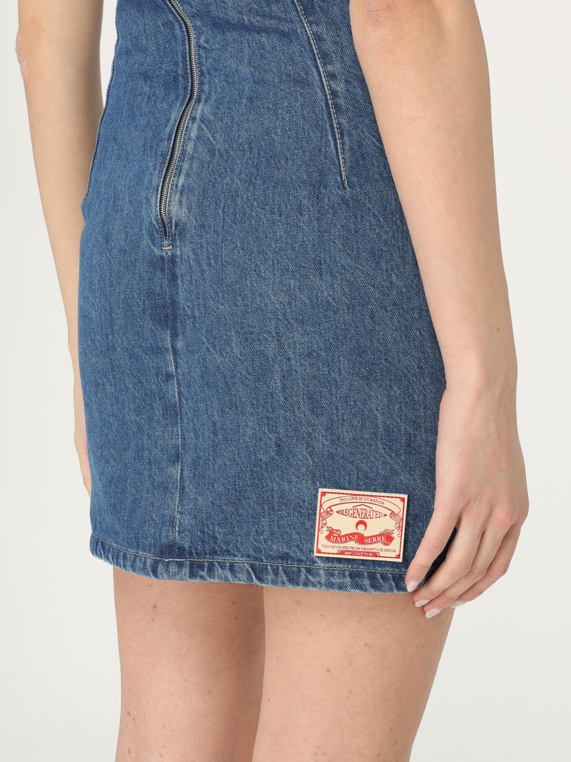 Marine Serre Dress woman - Blue | WDR209DDEN0001 | GIGLIO.COM