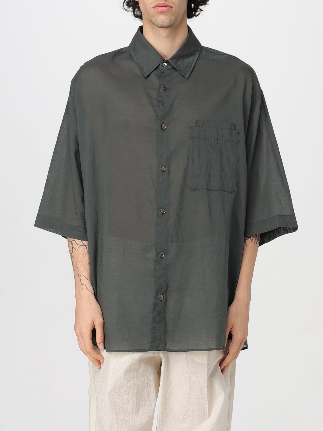 LEMAIRE CAMICIA: Camicia Lemaire in cotone , Grigio - Img 1