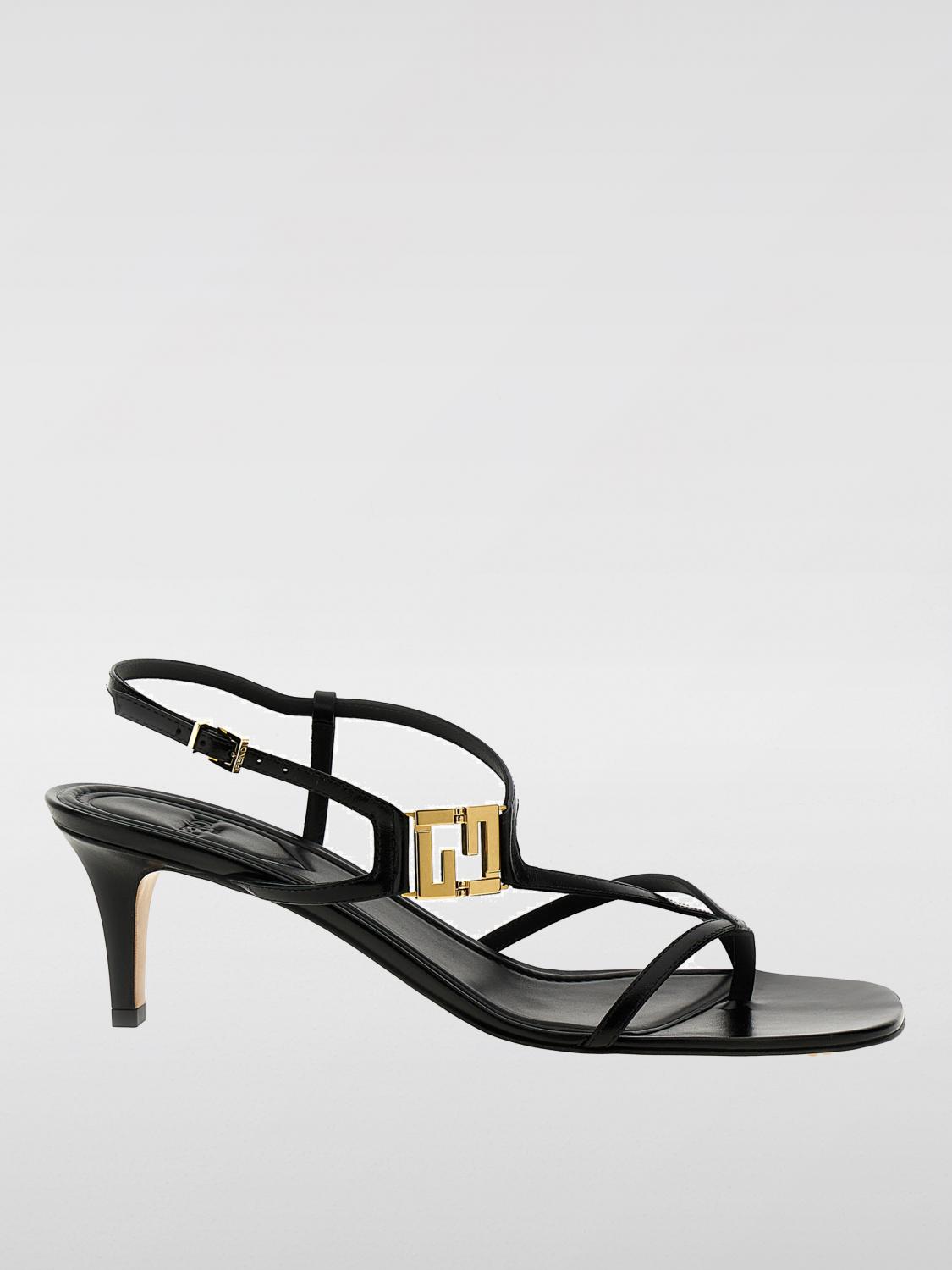 FENDI：フラットサンダル レディース - ブラック | GIGLIO.COM 