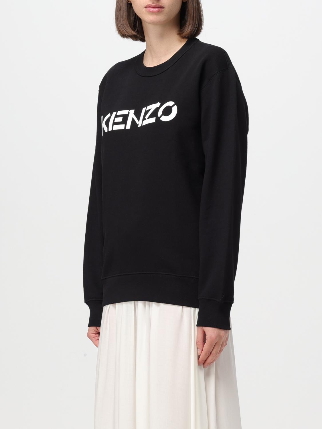 KENZO FELPA: Felpa a girocollo in cotone con logo Kenzo, Nero - Img 3