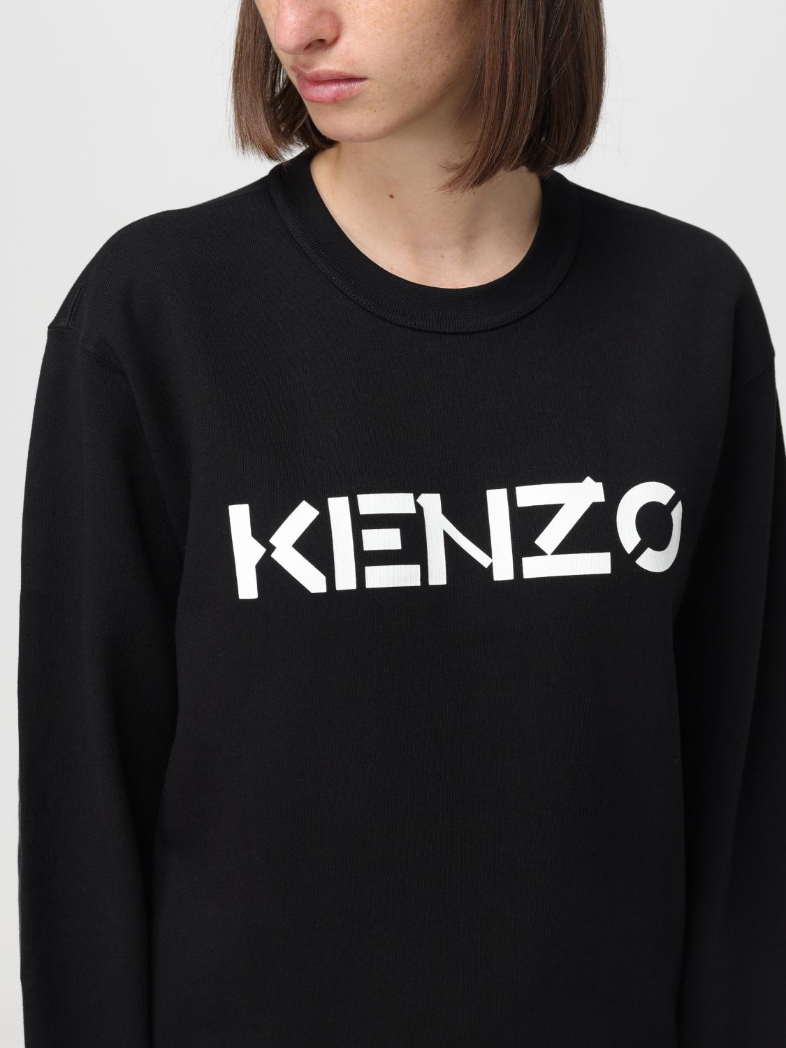 KENZO FELPA: Felpa a girocollo in cotone con logo Kenzo, Nero - Img 4