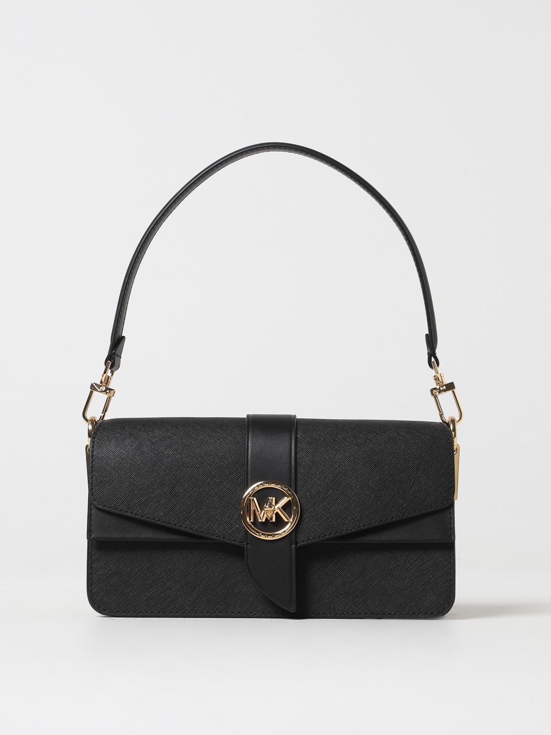 MICHAEL KORS BORSA A SPALLA: Borsa Greenwich Michael Kors in pelle saffiano, Nero - Img 1