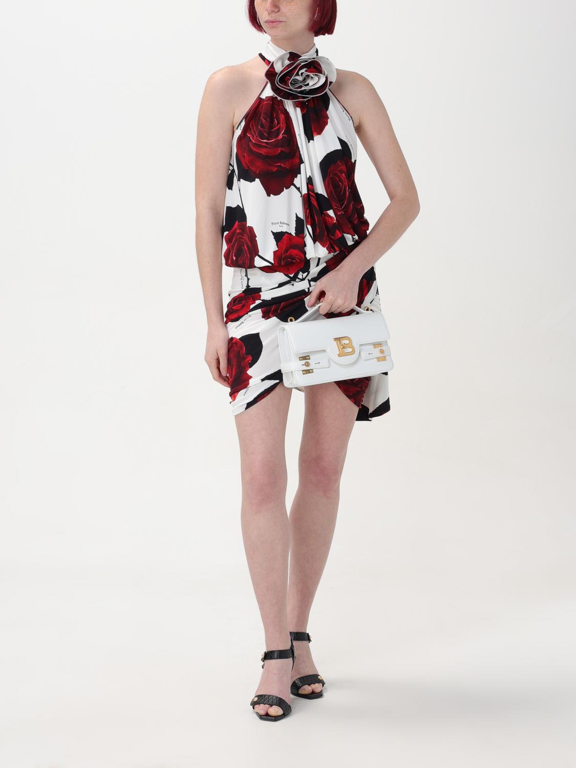 BALMAIN ABITO: Abito Balmain in viscosa con motivo floreale , Bianco - Img 2