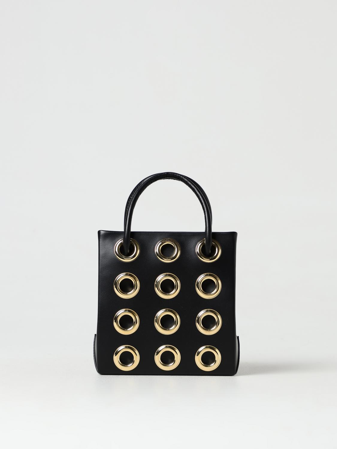 MOSCHINO COUTURE BORSA MINI: Borsa Moschino Couture in pelle con occhielli , Nero - Img 1