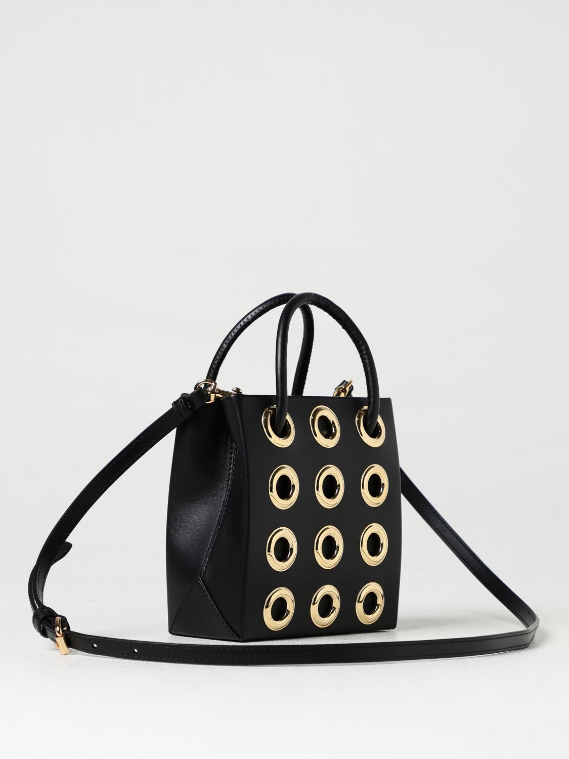 MOSCHINO COUTURE BORSA MINI: Borsa Moschino Couture in pelle con occhielli , Nero - Img 3