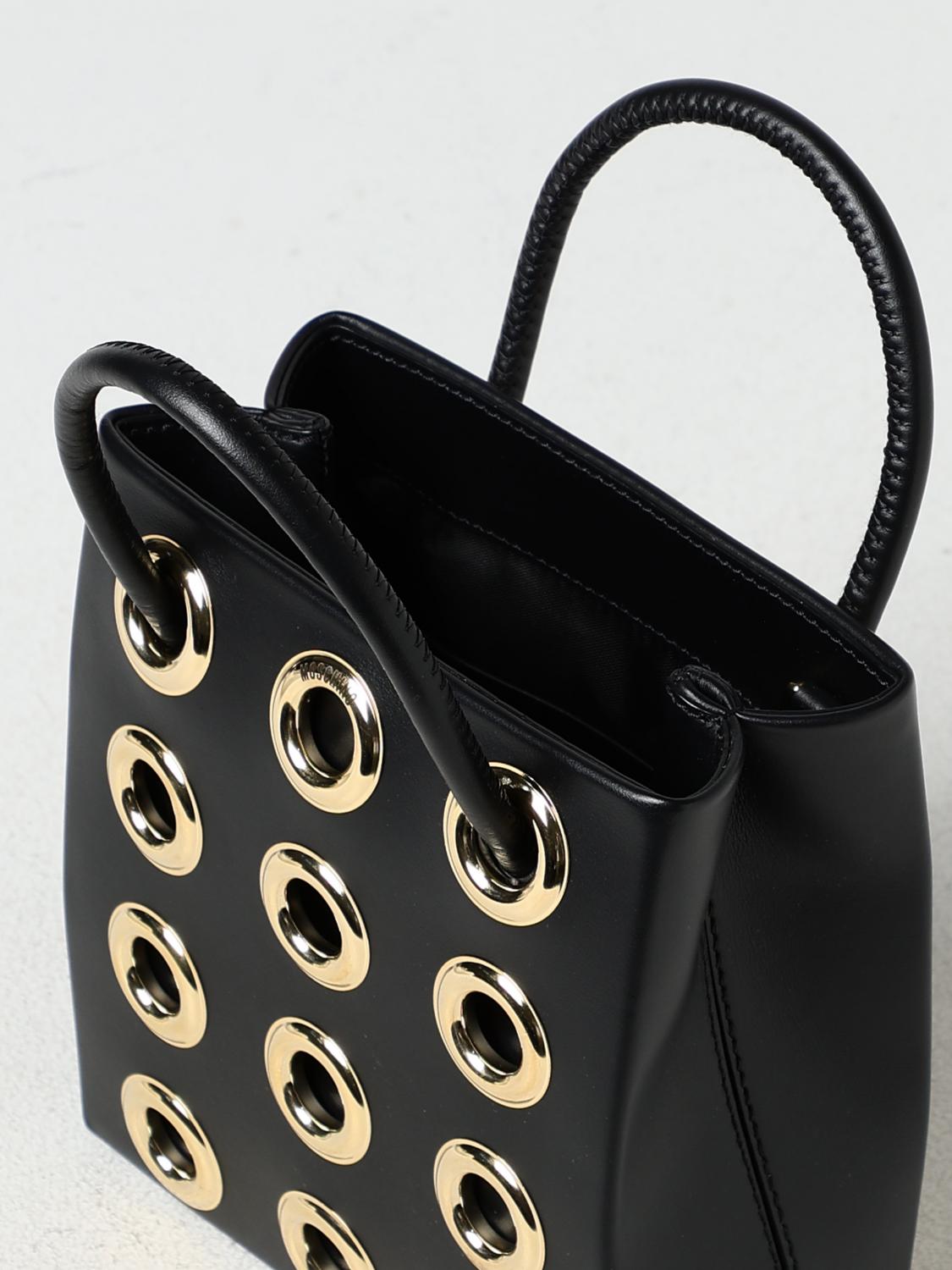 MOSCHINO COUTURE BORSA MINI: Borsa Moschino Couture in pelle con occhielli , Nero - Img 4