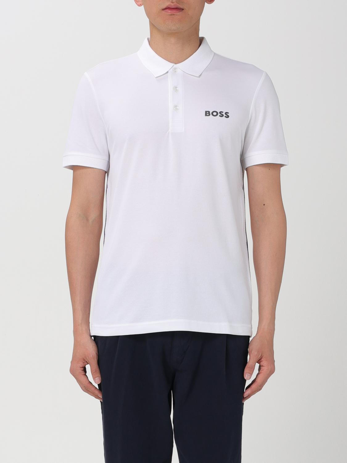 BOSS POLO: Polo Boss in piquet con logo , Bianco - Img 1