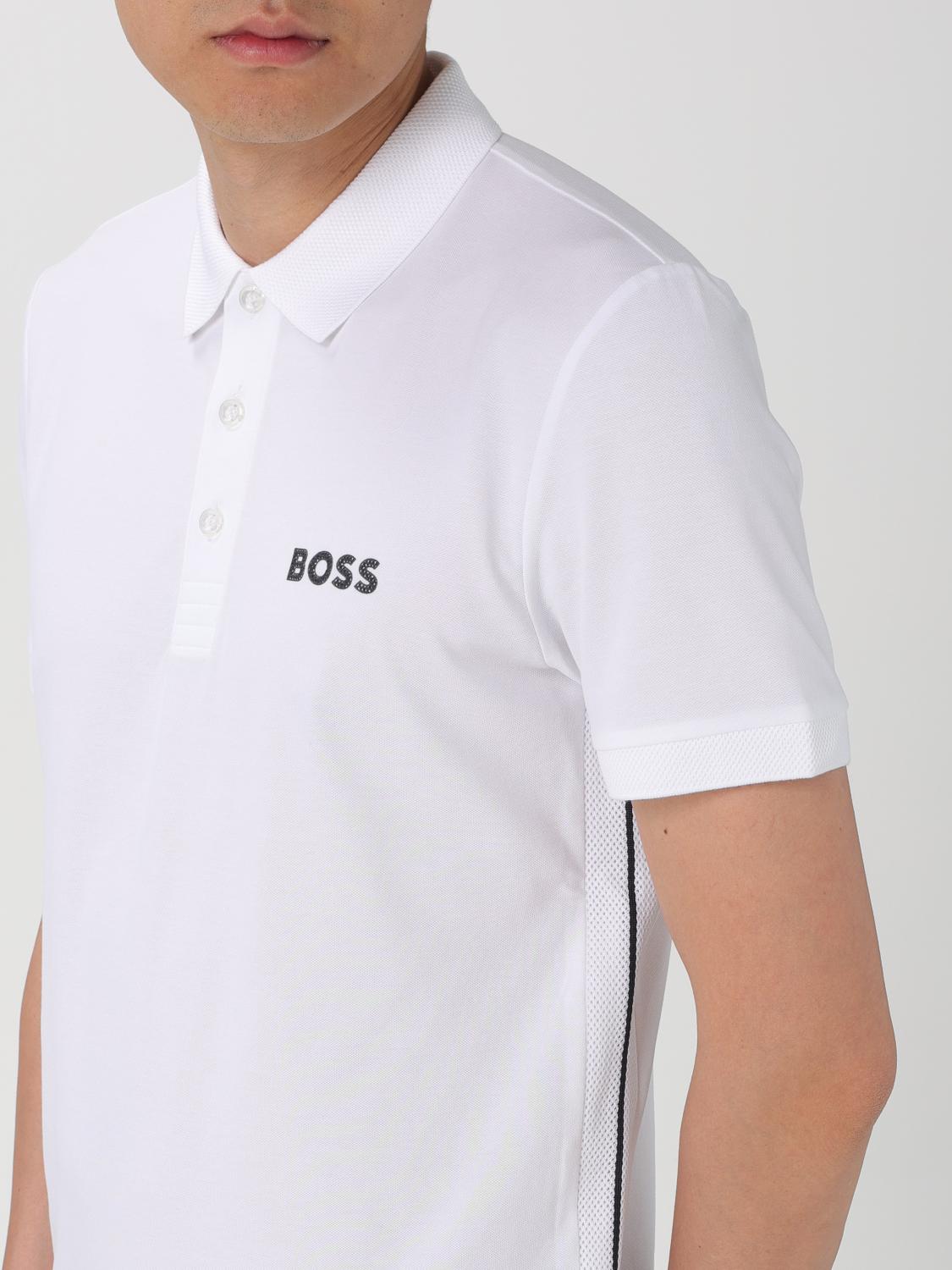 BOSS POLO: Polo Boss in piquet con logo , Bianco - Img 3