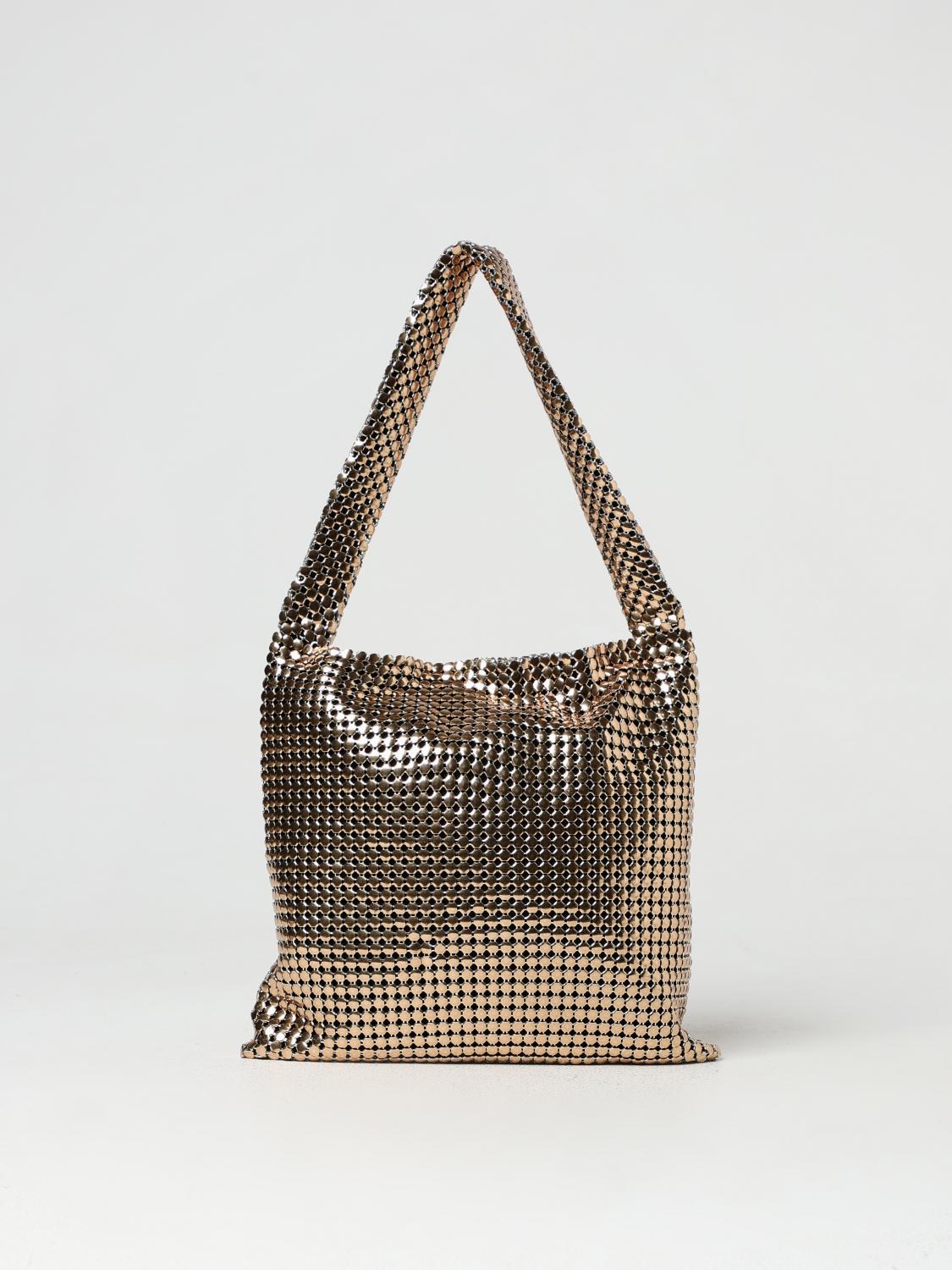 RABANNE BORSA A SPALLA: Borsa Pixel Rabanne in maglia metallica, Oro - Img 1