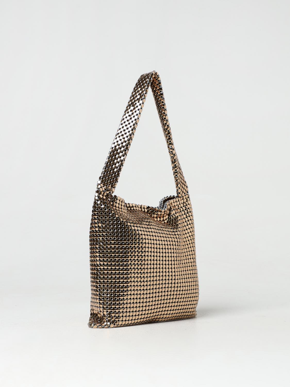 RABANNE BORSA A SPALLA: Borsa Pixel Rabanne in maglia metallica, Oro - Img 3
