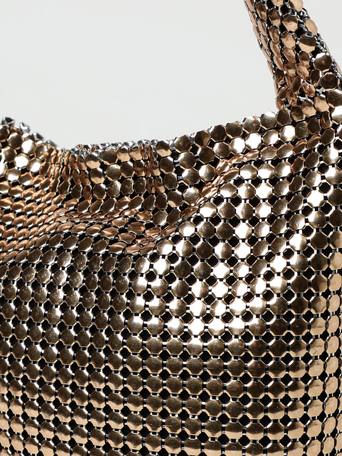 RABANNE BORSA A SPALLA: Borsa Pixel Rabanne in maglia metallica, Oro - Img 4