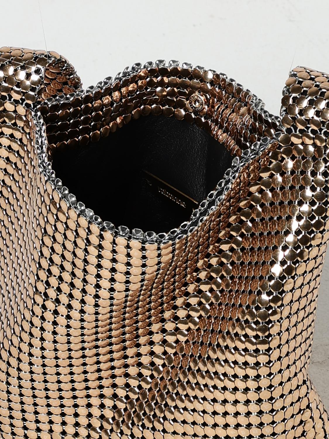 RABANNE BORSA A SPALLA: Borsa Pixel Rabanne in maglia metallica, Oro - Img 5