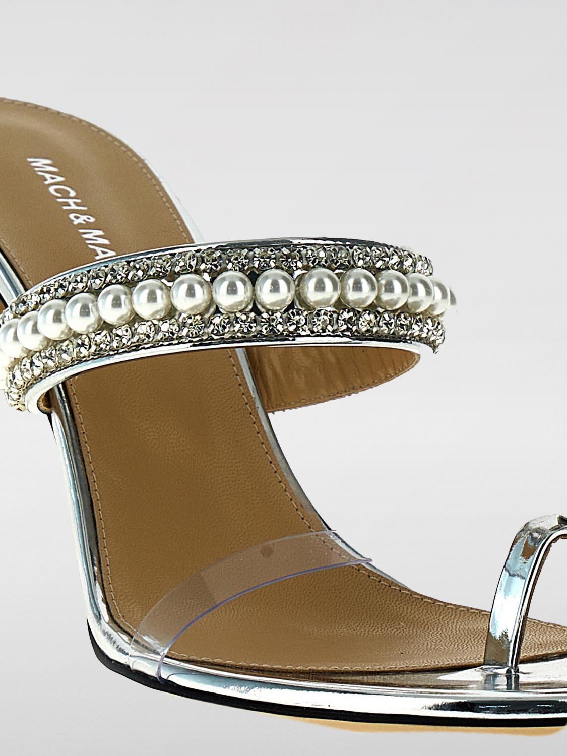 Sandales Plateformes Mach & Mach à Double Arc Cristal - Talons Hauts Argent - Taille 39.5 EU - Neuf Avec Boîte