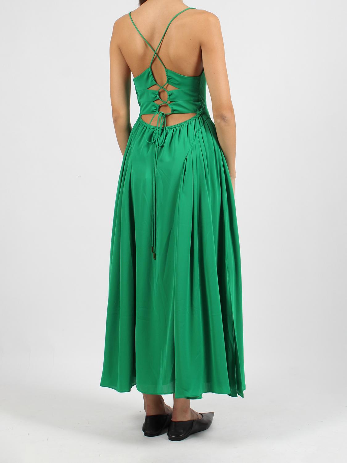 green emerald velvet dress Self-Portrait - Green Metallic Tie Neck Maxi Dress