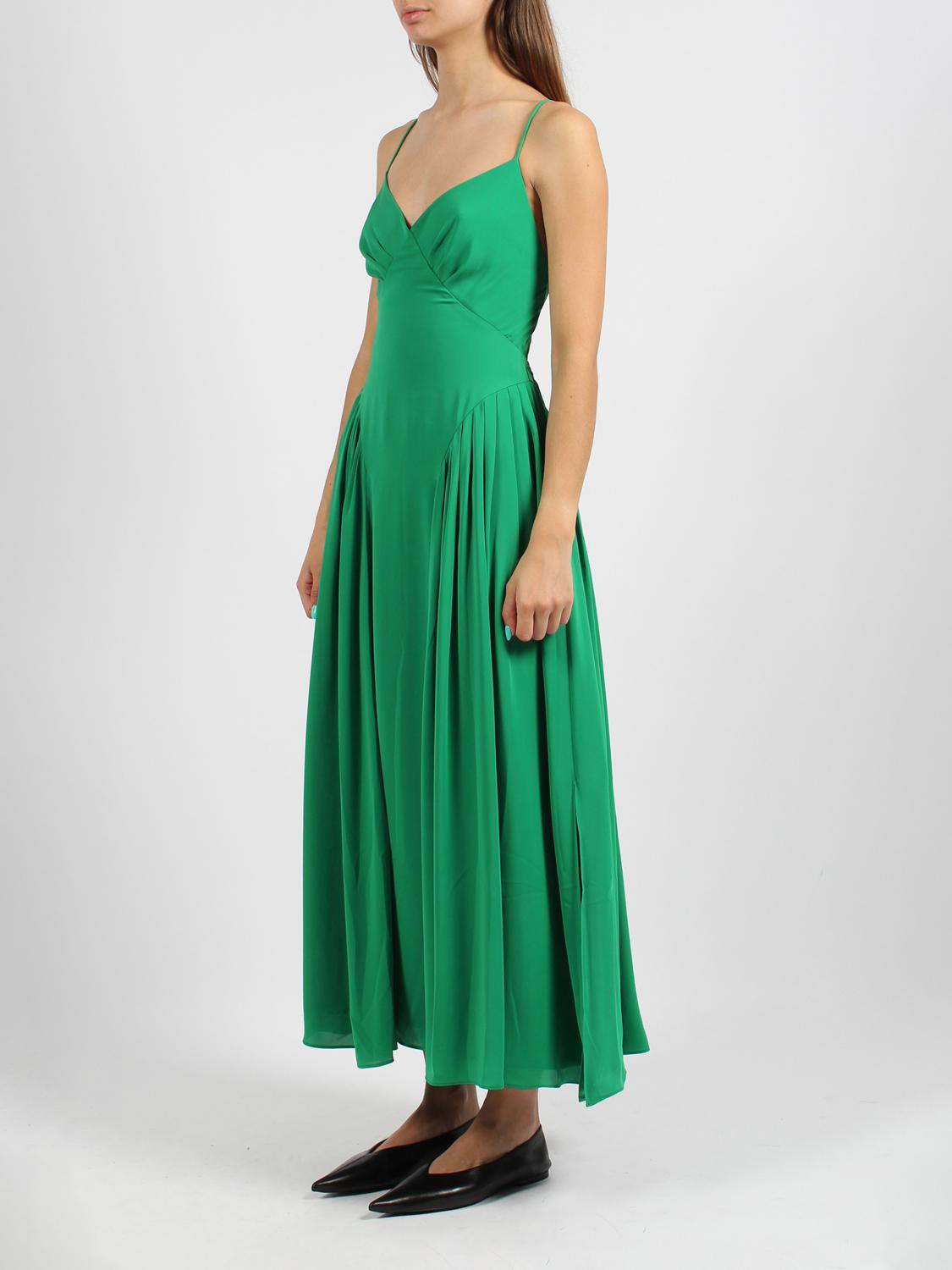 green emerald velvet dress Self-Portrait - Green Metallic Tie Neck Maxi Dress main image 1