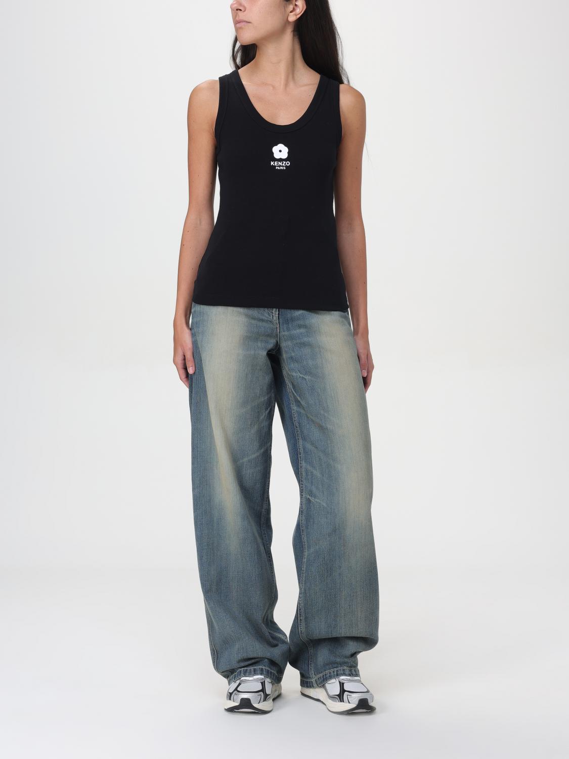 デニム・ジーパン KENZO Women Denim Pants FE52DP2276I7 BLUE AYAME wide jeans in stretch japanese denim | Women's | KENZO