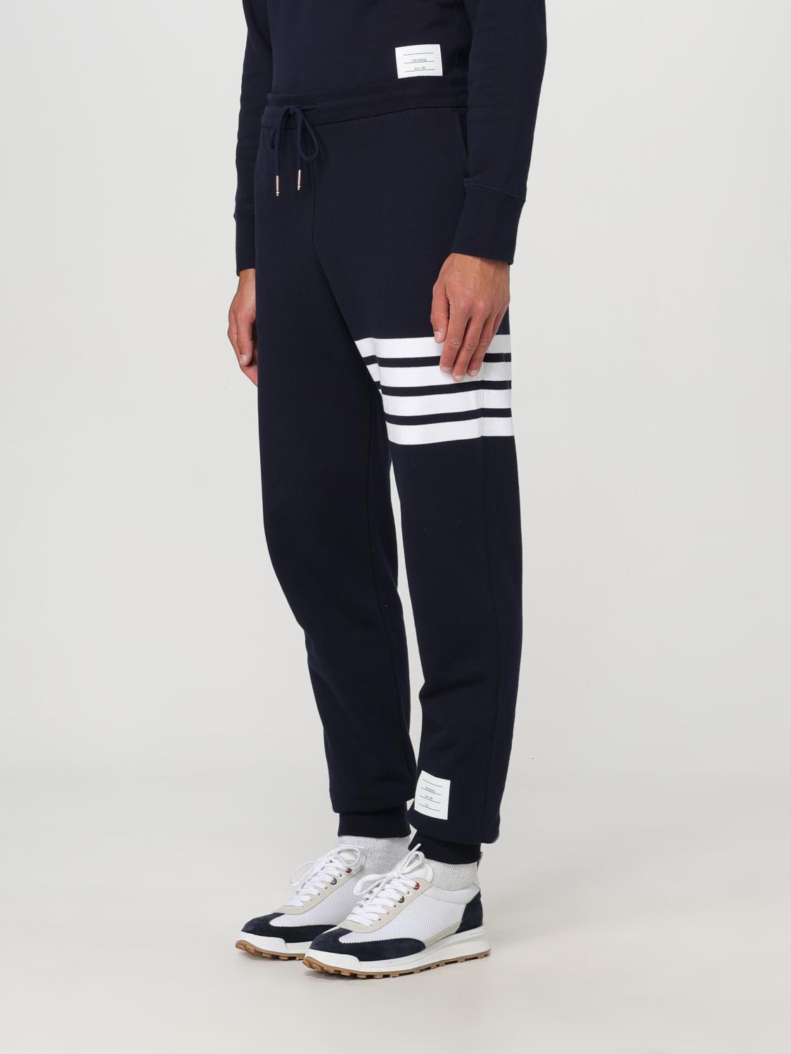 THOM BROWNE パンツ: Thom Browne 4-Bar コットン スポーツトラウザーズ, ブルー - Img 4