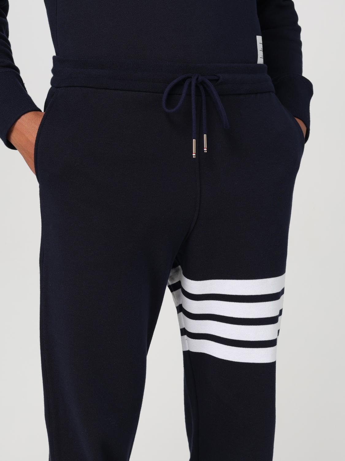 THOM BROWNE パンツ: Thom Browne 4-Bar コットン スポーツトラウザーズ, ブルー - Img 5