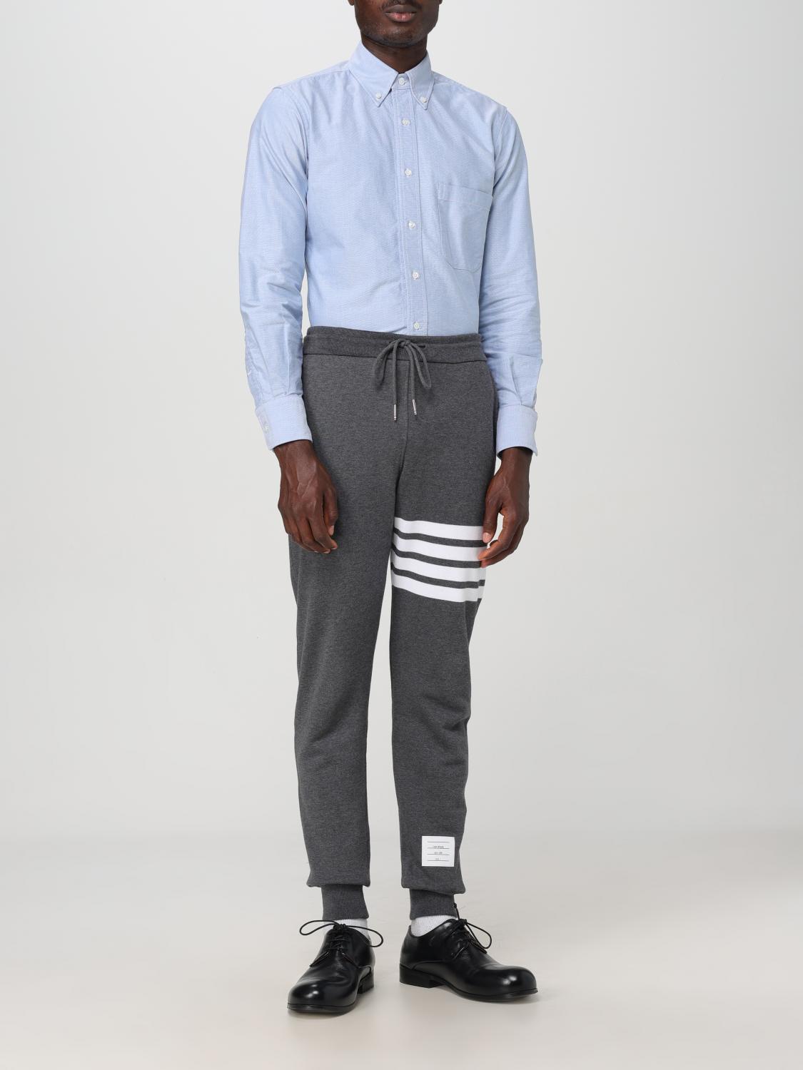 THOM BROWNE パンツ: Thom Browne 4-Bar コットン スポーツトラウザーズ, グレー - Img 2