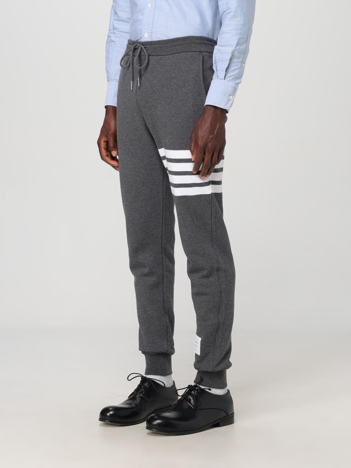 THOM BROWNE パンツ: Thom Browne 4-Bar コットン スポーツトラウザーズ, グレー - Img 4