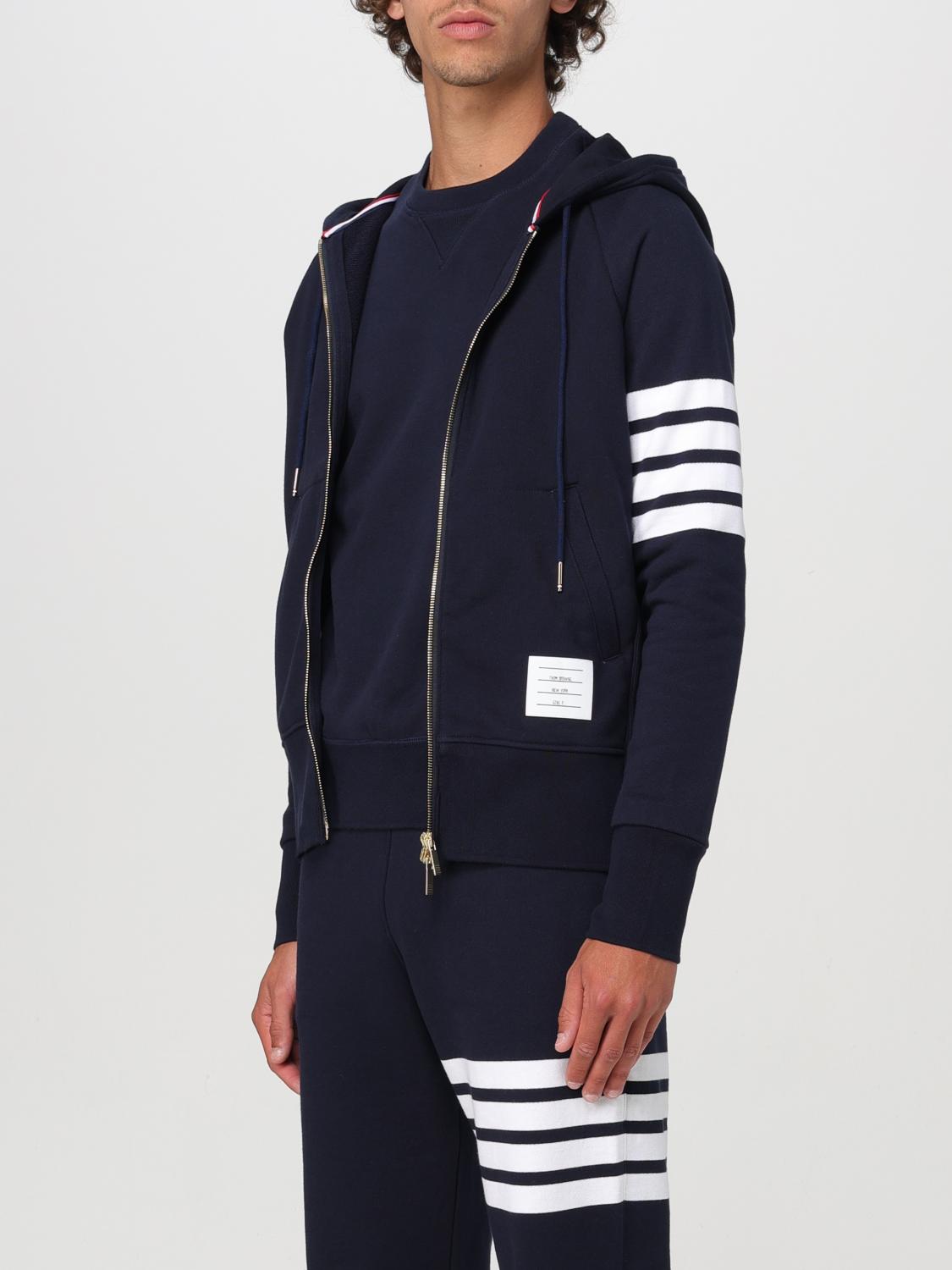THOM BROWNE SUDADERA: Sudadera de algodón 4-bar Thom Browne, Azul Oscuro - Img 4