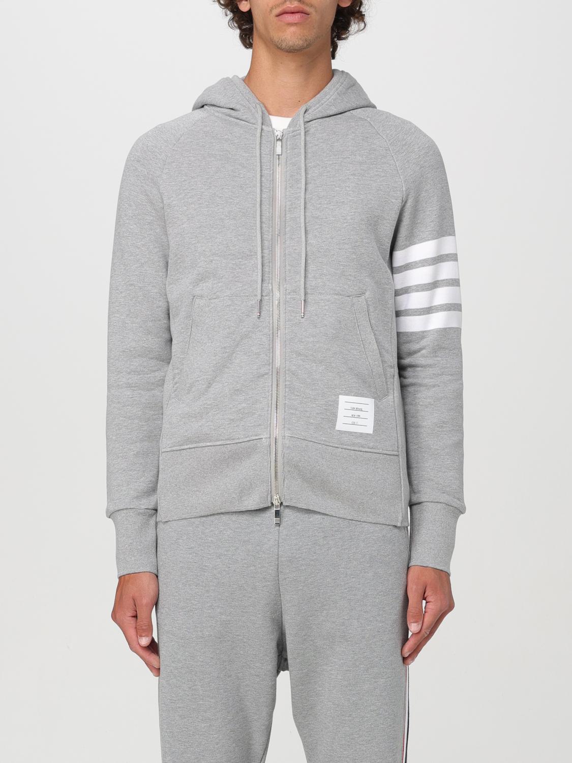 THOM BROWNE SWEATSHIRT: Thom Browne 4-Bar Cotton Sweatshirt, Grey - Img 1