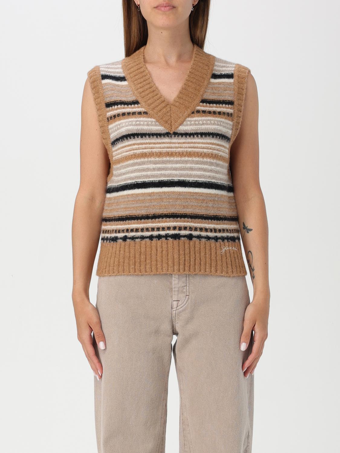 GANNI GILET: Pull femme Ganni, Marron - Img 1