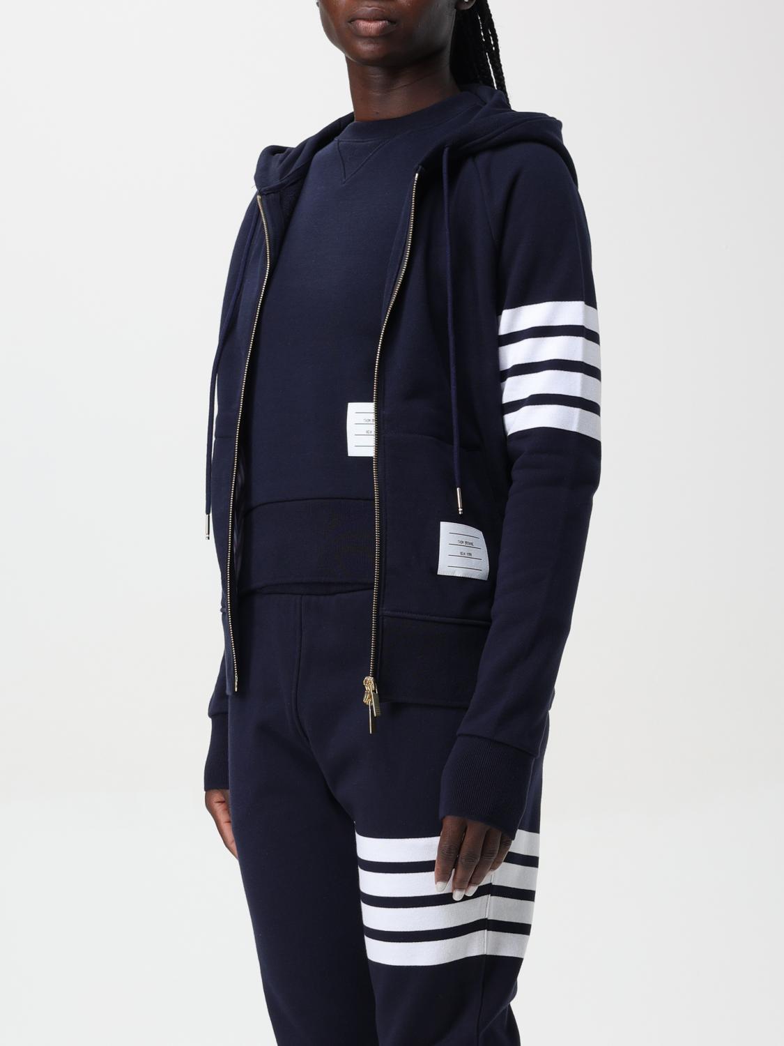 THOM BROWNE FELPA: Felpa con zip 4-bar Thom Browne, Blue Navy - Img 4