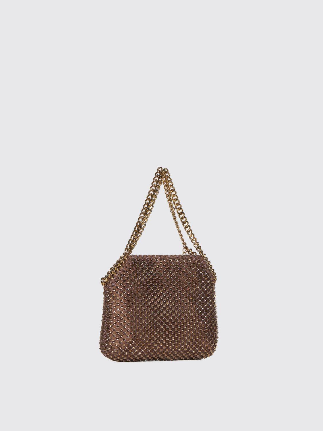 STELLA MCCARTNEY BORSA MINI: Borsa Falabella Mini Stella McCartney in raso e mesh con strass , Marrone - Img 2