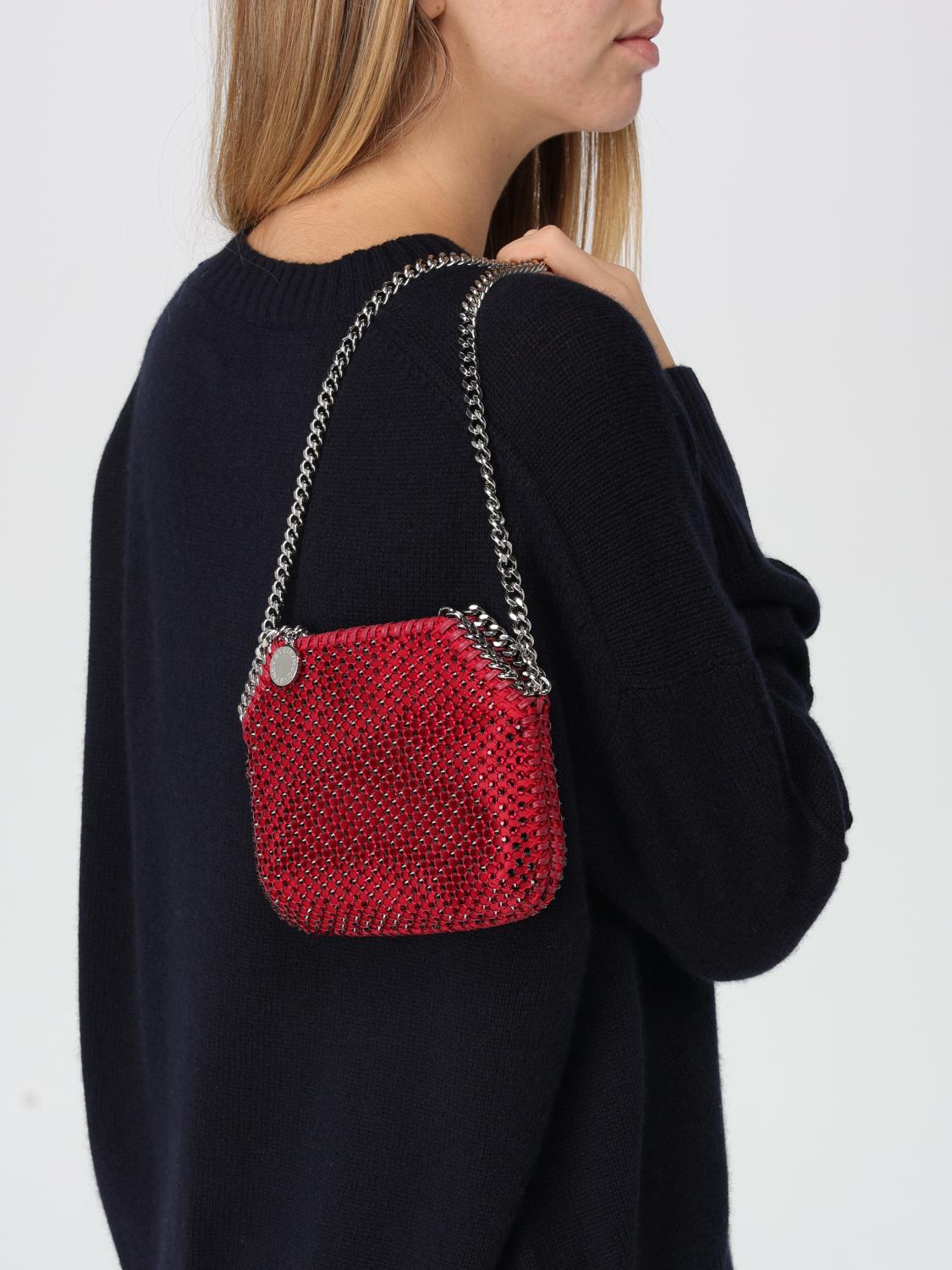 STELLA MCCARTNEY BORSA MINI: Borsa Falabella Mini Stella McCartney in raso e mesh con strass , Rubino - Img 2