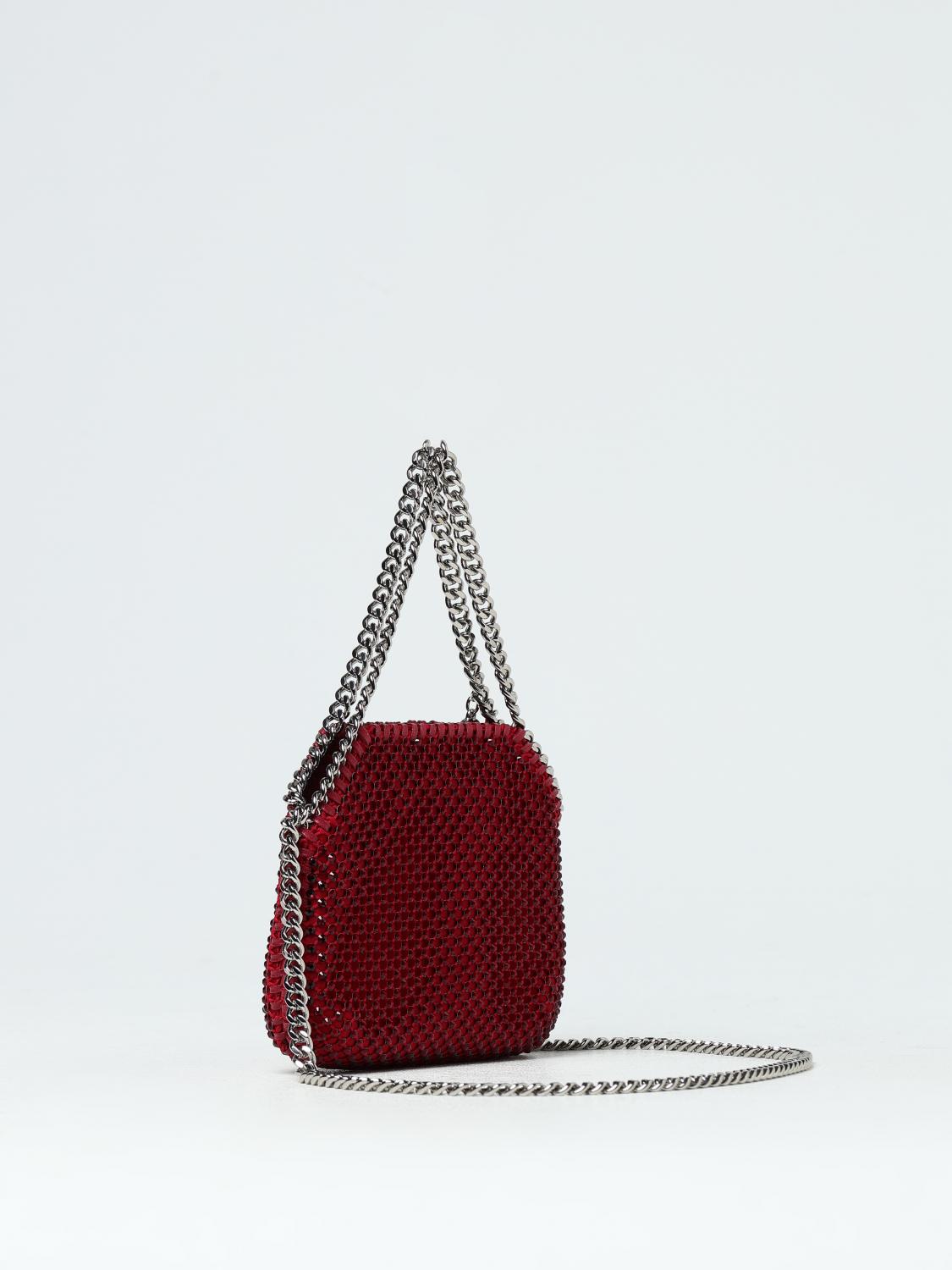 STELLA MCCARTNEY BORSA MINI: Borsa Falabella Mini Stella McCartney in raso e mesh con strass , Rubino - Img 3