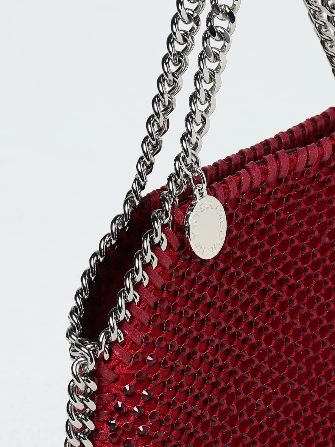 STELLA MCCARTNEY BORSA MINI: Borsa Falabella Mini Stella McCartney in raso e mesh con strass , Rubino - Img 4
