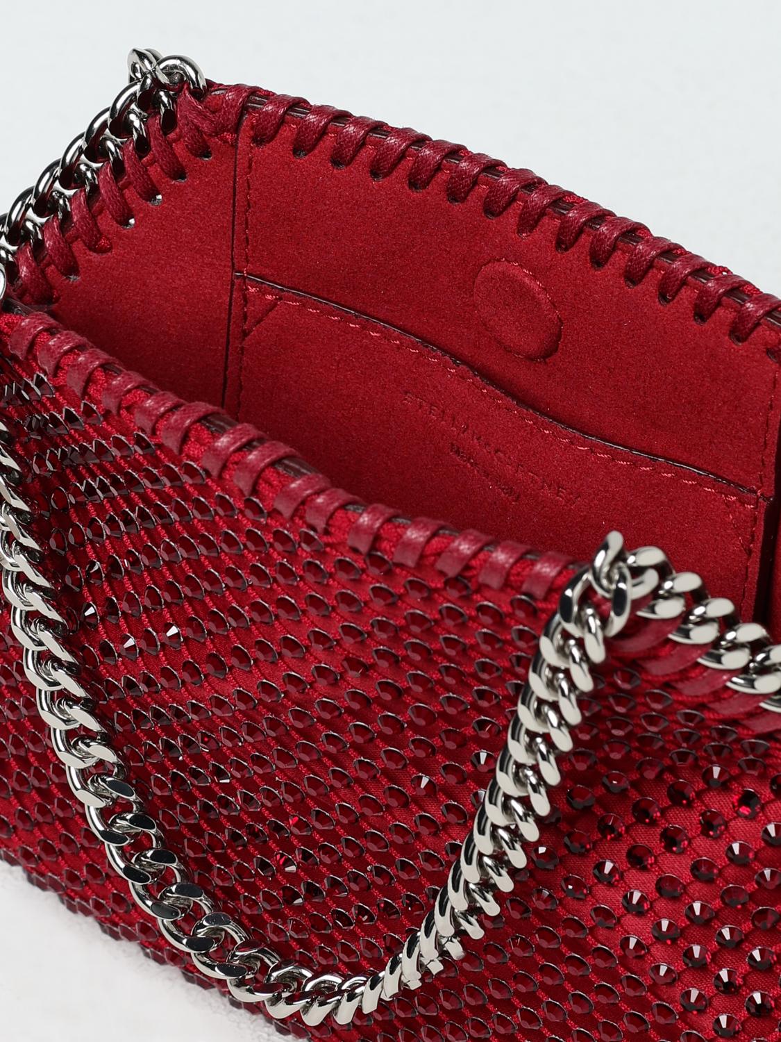 STELLA MCCARTNEY BORSA MINI: Borsa Falabella Mini Stella McCartney in raso e mesh con strass , Rubino - Img 5