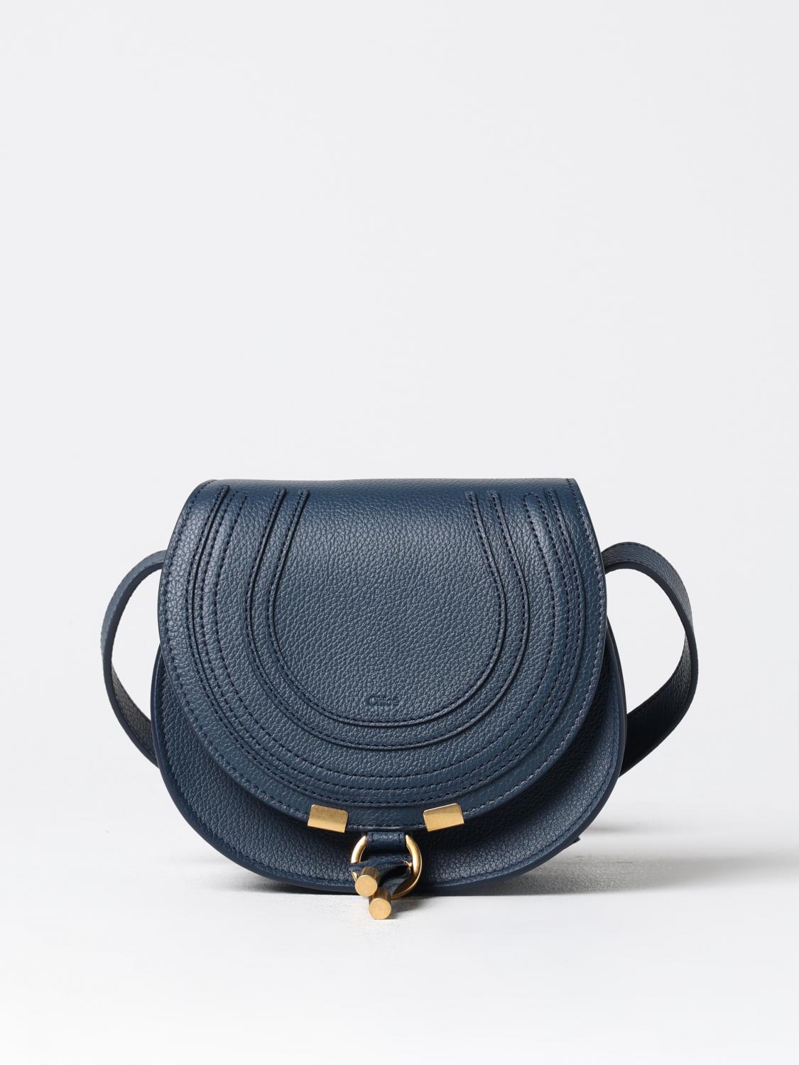 CHLOÉ BORSA MINI: Borsa Marcie Chloè in pelle a grana , Blue - Img 1