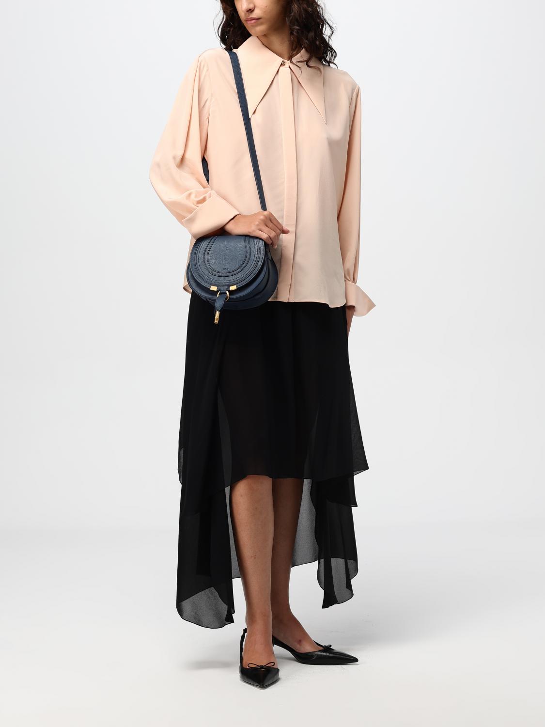 CHLOÉ BORSA MINI: Borsa Marcie Chloè in pelle a grana , Blue - Img 2