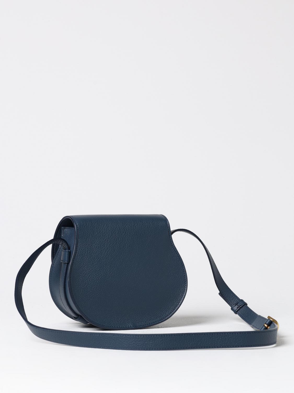 CHLOÉ BORSA MINI: Borsa Marcie Chloè in pelle a grana , Blue - Img 3