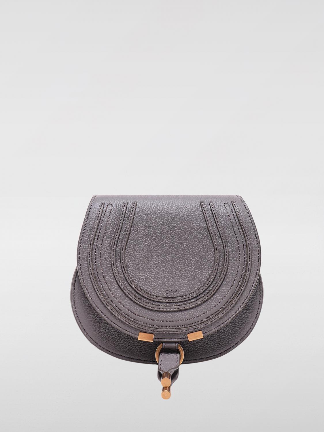 CHLOÉ BORSA MINI: Borsa Marcie Chloè in pelle a grana , Grigio - Img 1