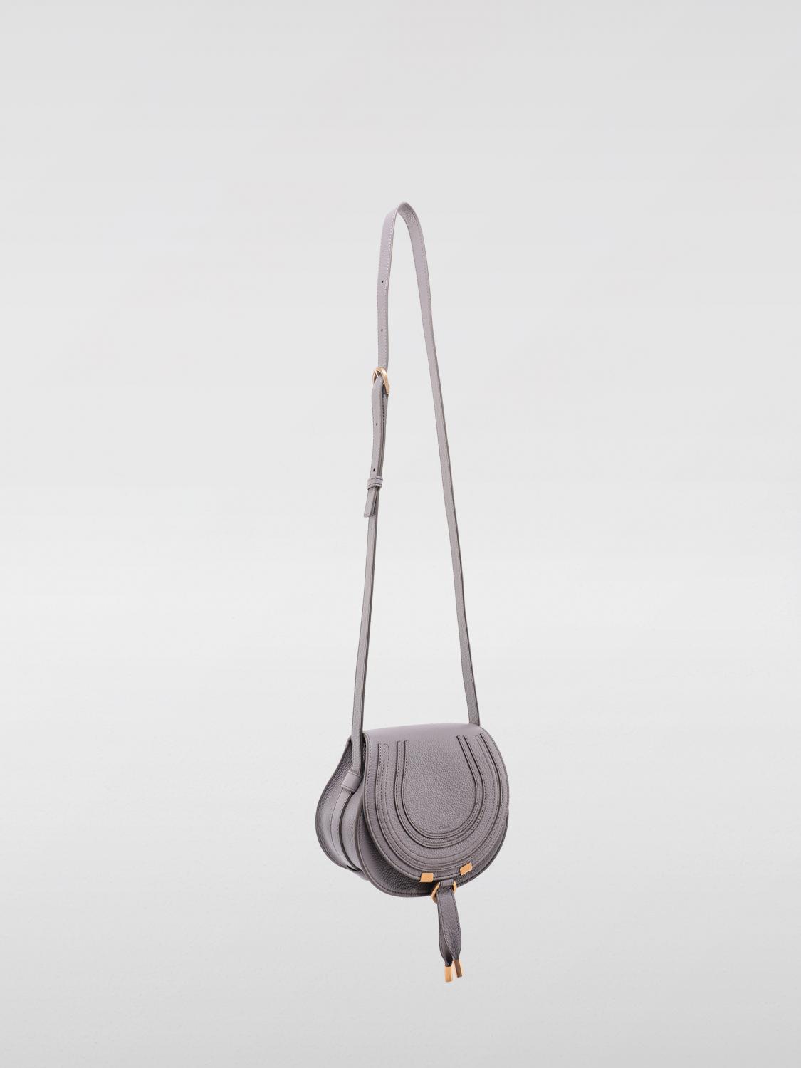 CHLOÉ BORSA MINI: Borsa Marcie Chloè in pelle a grana , Grigio - Img 3
