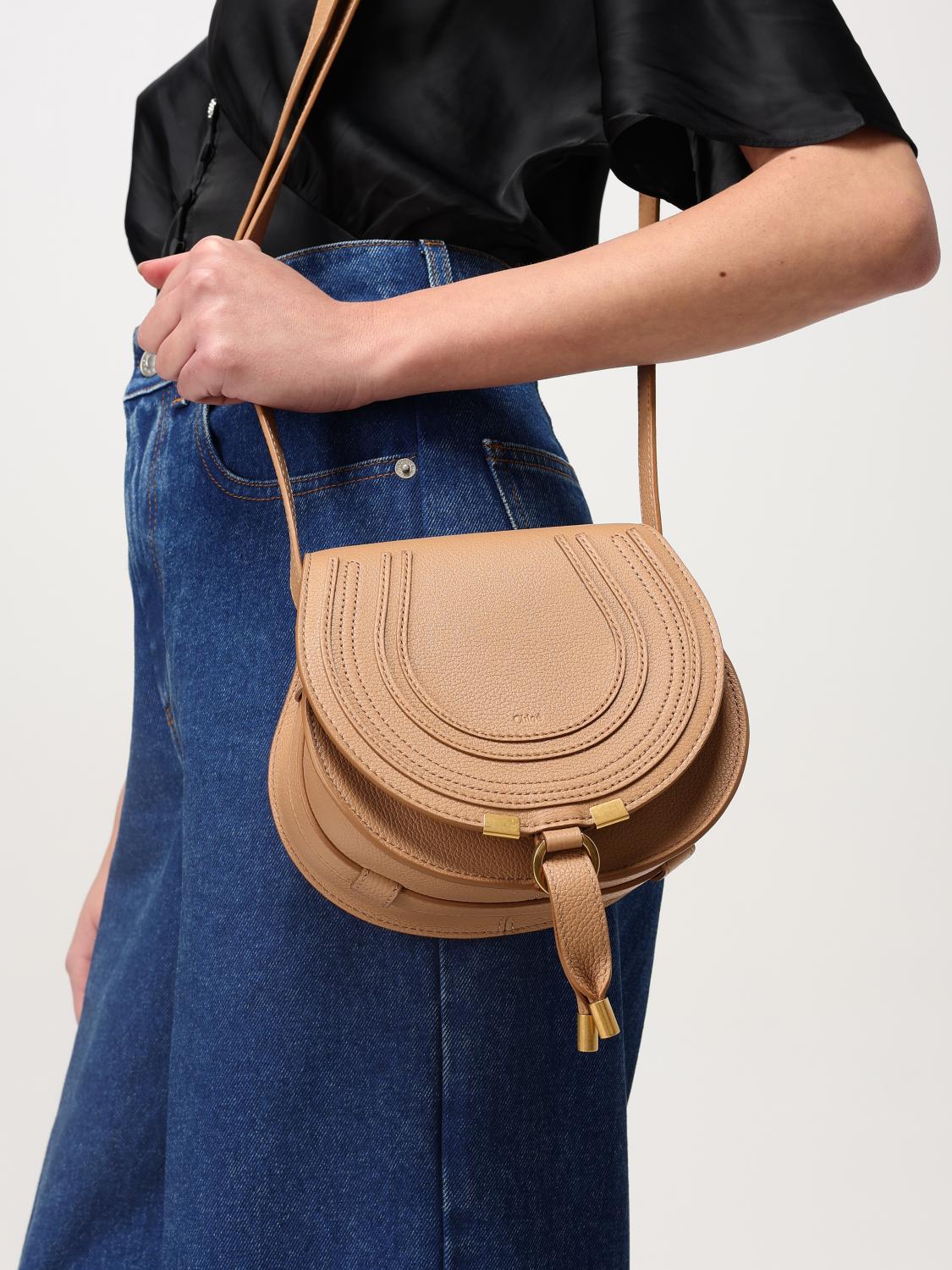 CHLOÉ BORSA MINI: Borsa Marcie Chloè in pelle a grana , Nudo - Img 2