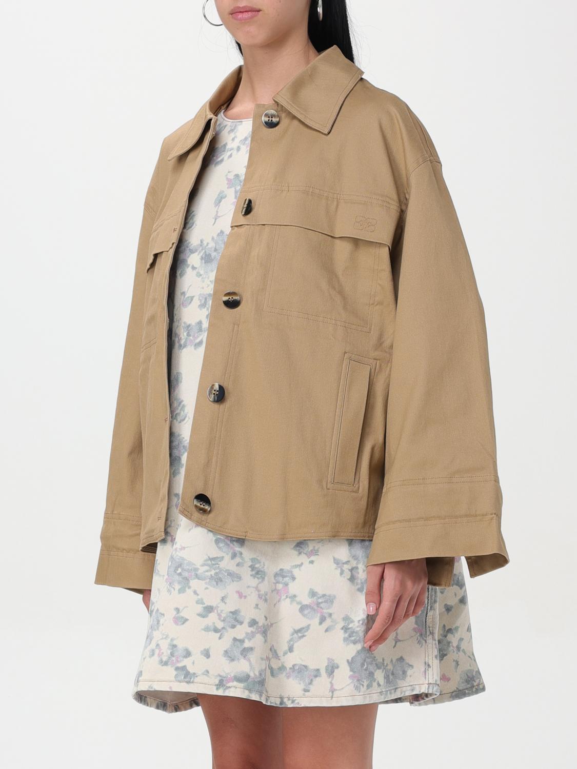 GANNI ベージュ レザーシャツジャケット Ganni Jacket woman - Beige | F9289 | GIGLIO.COM