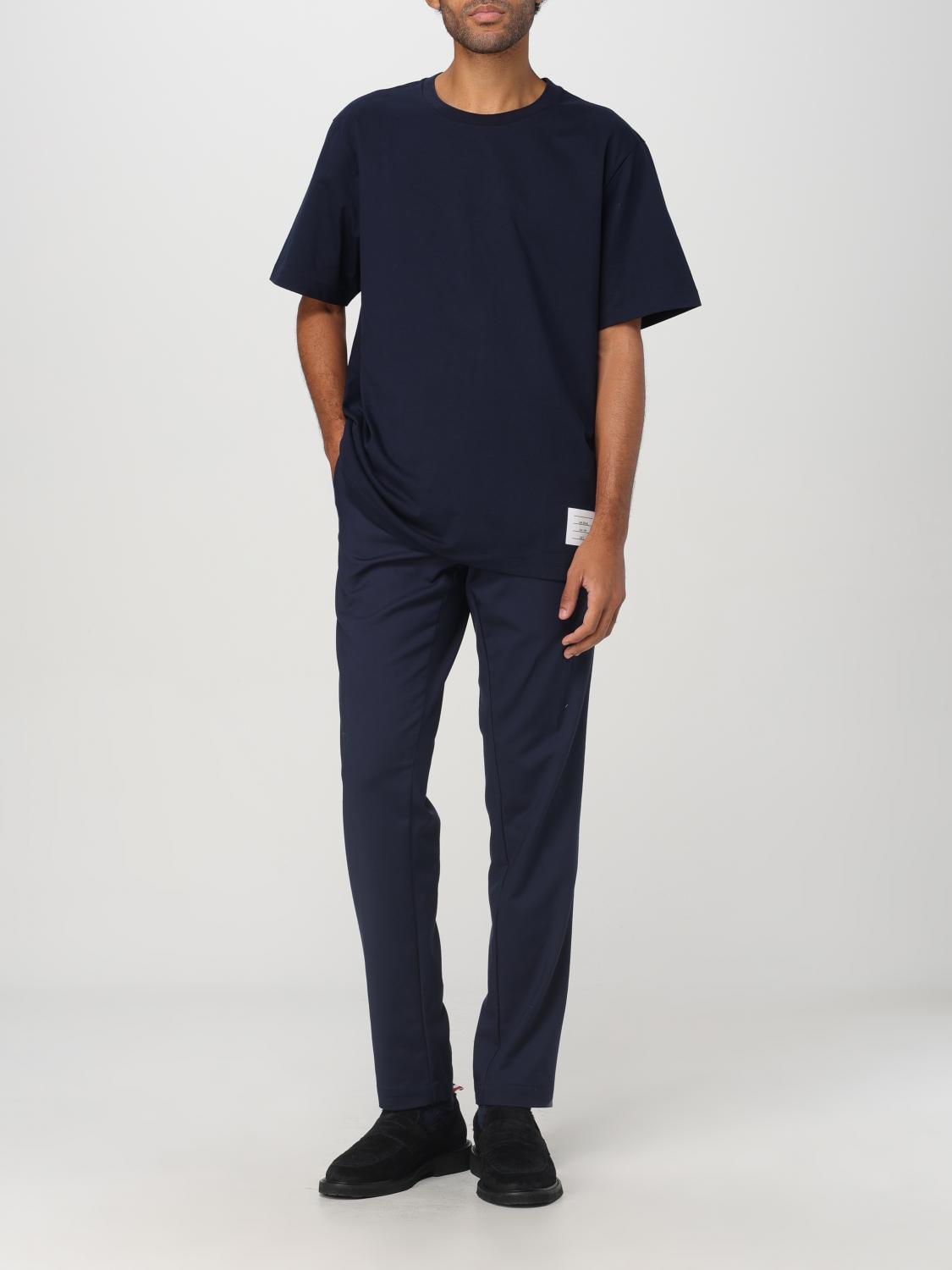 THOM BROWNE T-SHIRT: T-shirt Thom Browne in cotone con logo , Blue Navy - Img 2