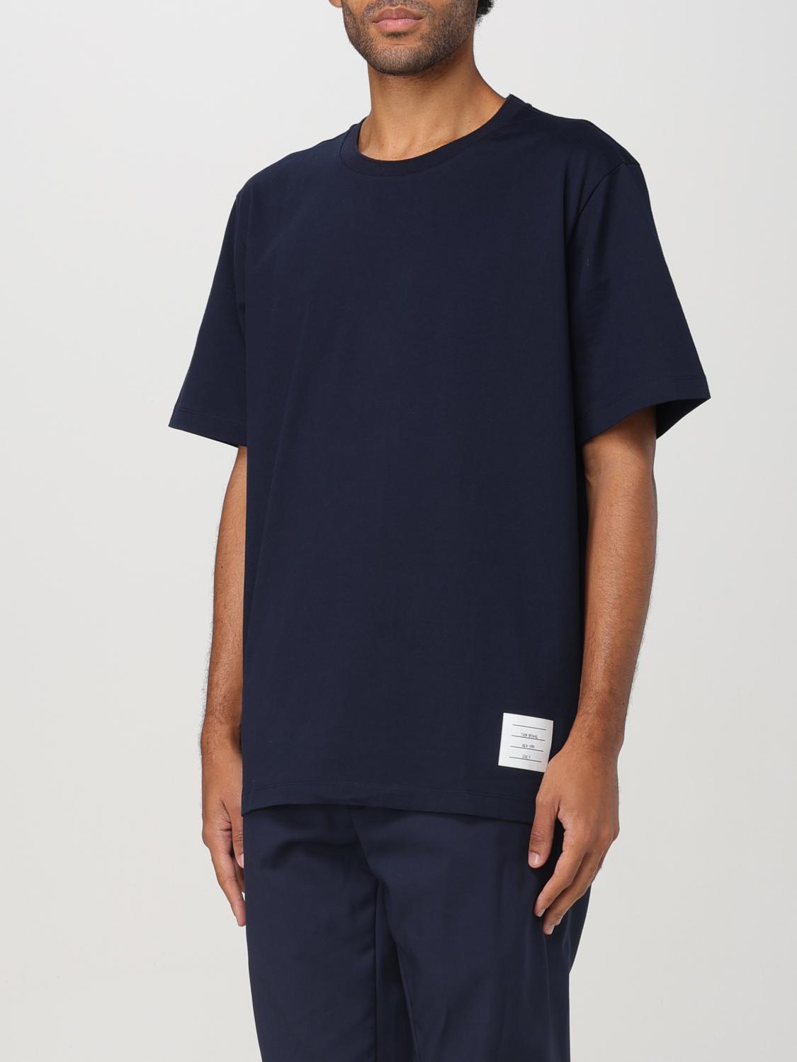 THOM BROWNE T-SHIRT: T-shirt Thom Browne in cotone con logo , Blue Navy - Img 4