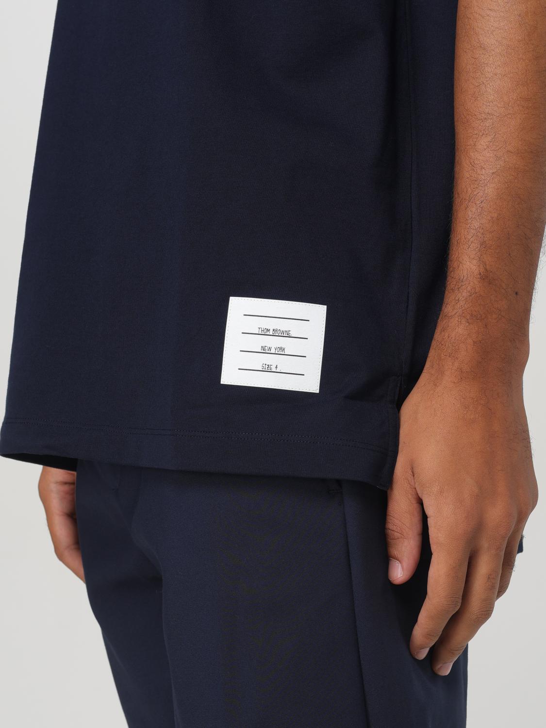 THOM BROWNE T-SHIRT: T-shirt Thom Browne in cotone con logo , Blue Navy - Img 5