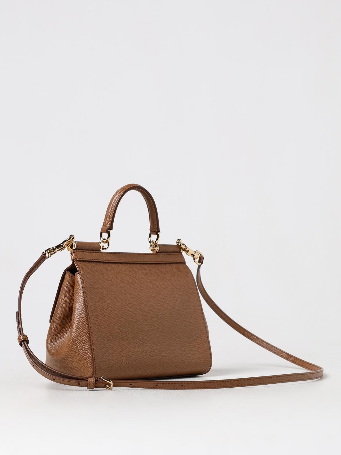 DOLCE & GABBANA BORSA A MANO: Borsa Sicily Dolce & Gabbana in pelle a micro grana , Marrone - Img 3
