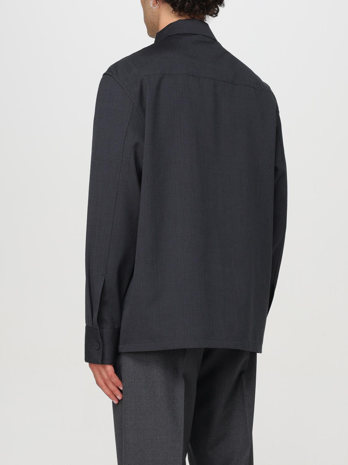 JIL SANDER GIACCA: Giacca camicia con zip Jil Sander in lana Ripstop, Grigio - Img 3