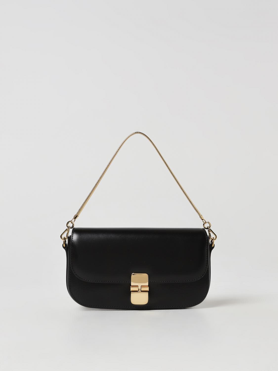 A.P.C. BORSA A SPALLA: Borsa Grace A.P.C. in pelle , Nero - Img 1