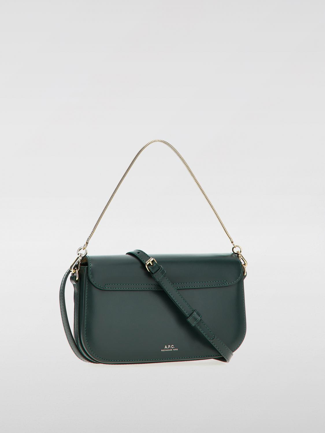 A.P.C. BORSA A SPALLA: Borsa Grace A.P.C. in pelle , Verde - Img 2