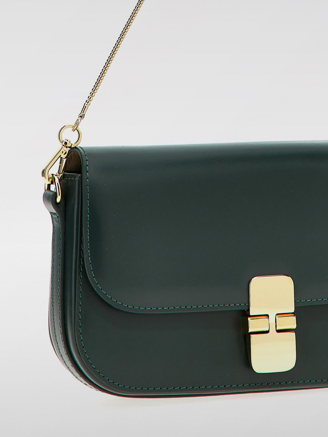 A.P.C. BORSA A SPALLA: Borsa Grace A.P.C. in pelle , Verde - Img 3