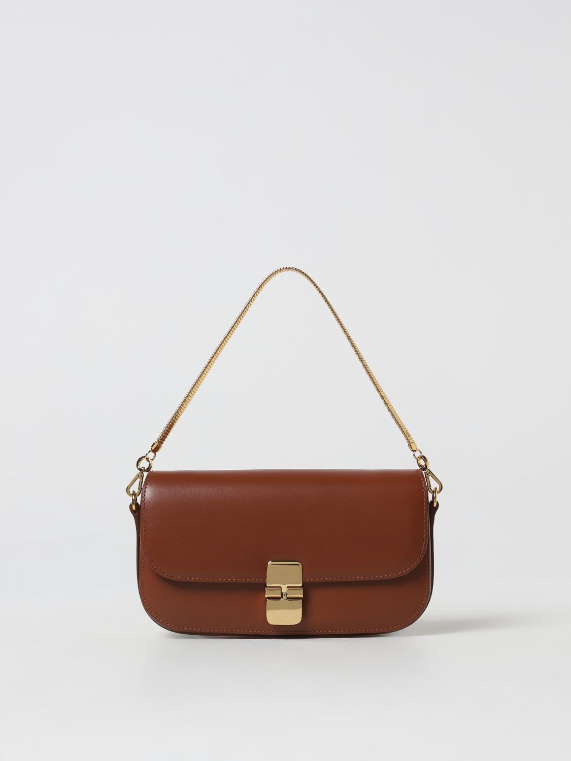 A.P.C. BORSA A SPALLA: Borsa Grace A.P.C. in pelle , Marrone - Img 1